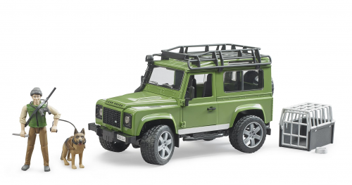 Land Rover Defender Station Wagon mit Förster und Hund